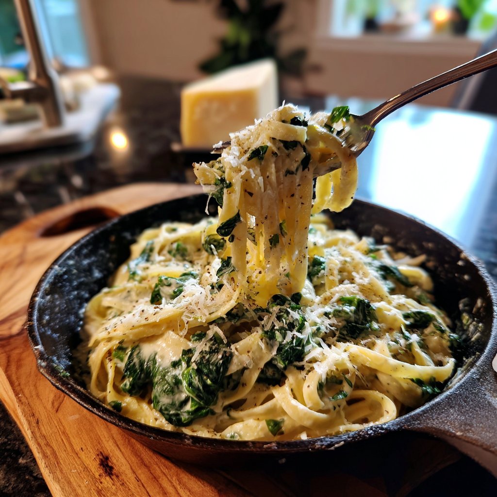 Creamy Spinach Fettuccine Alfredo
